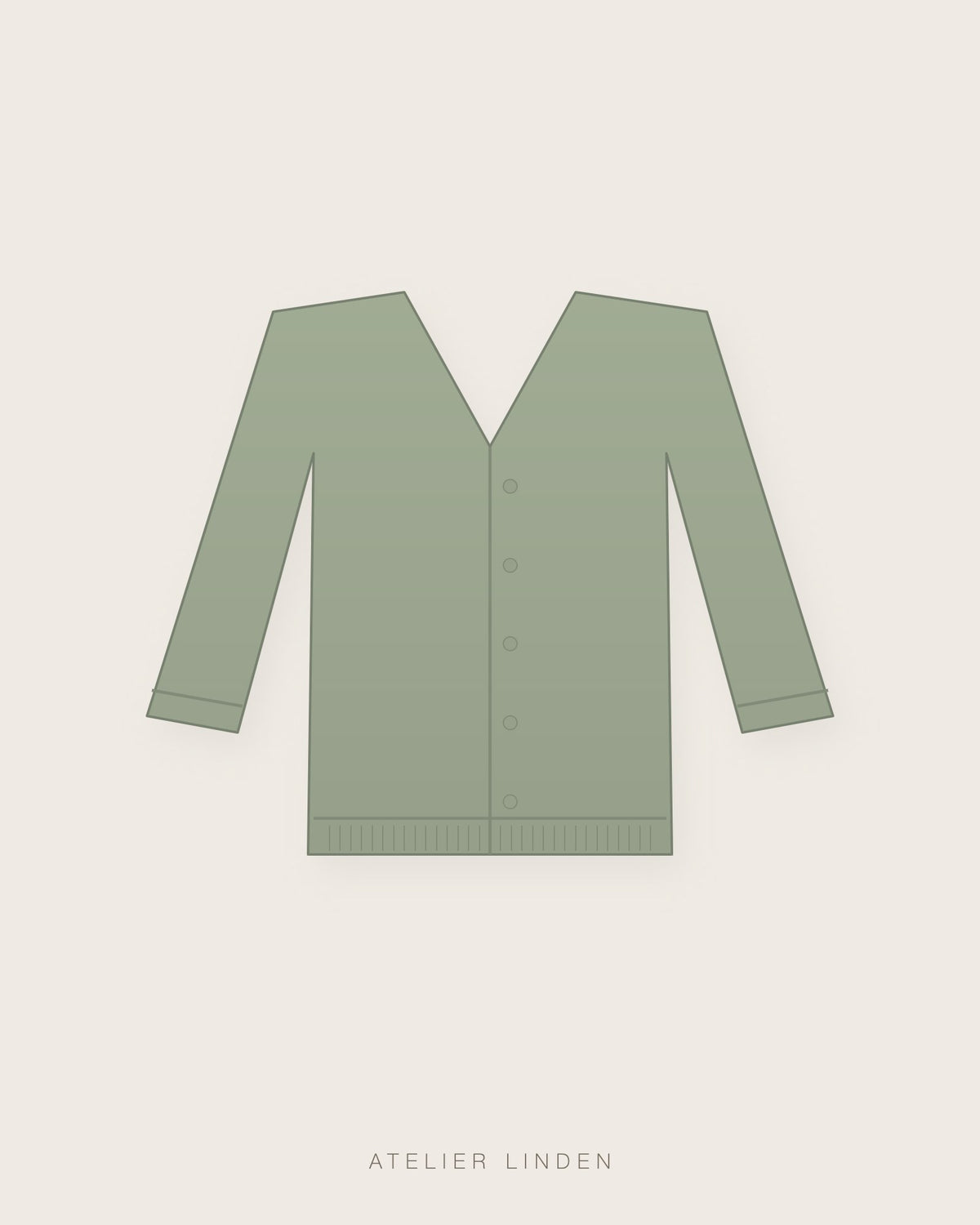Cardigan in merino a costine – Verde salvia